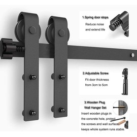 CCJH 4FT Sliding Barn Door Hardware Kit Heavy Duty for Single Wooden Door Max Fit 24'' Wide Door Panel