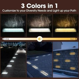 ShopTJB 3-Color Dimmable Solar Landscape 4"x8" Brick Paver Lights w/Remote Control
