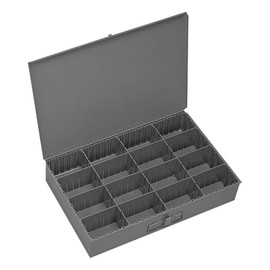 Durham 131-95 Gray Cold Rolled Steel Adjustable Compartment Large Expando Box, 18" Width x 3" Height x 12" Depth