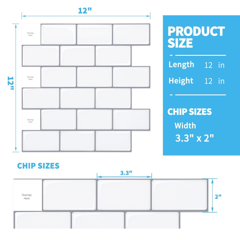 Art3d Premium 10-Sheet Peel and Stick Tile Backsplash - 12"x12"