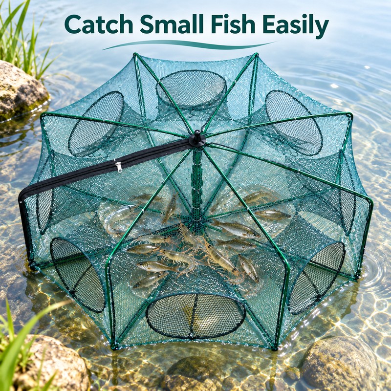 Foldable Fishing Net Trap – Nylon Mesh Hand Fishing Net