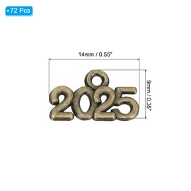 PATIKIL 2025 Graduation Tassel Charm, 72 Pcs Alloy 2025 Year Mini Letter Charm for Graduation Tassel Graduation Cap Necklace Pendant DIY Key Making, Bronze