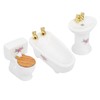 1/24 Dollhouse Miniature Bathroom Set Simulation Ceramic Bathtub Toilet Sink