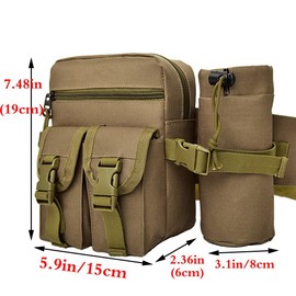 Men Hiking Waist Fanny Pack With Water Bottle Holder Drop Leg Bag Storage Bags Wraps Running Hip Belt Bag Motorcycle Bike Pouch Shoulder Bag Khaki