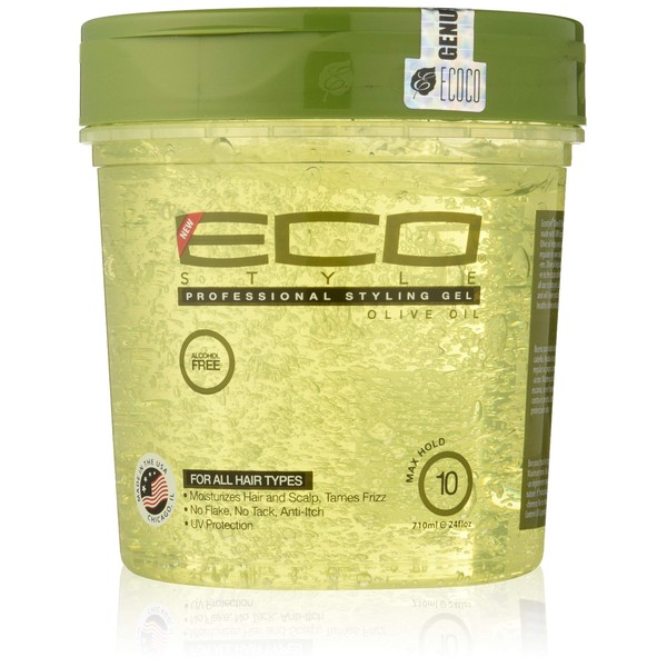 ECOCO Eco Style Gel 100% Pure Olive Oil, Adds Shine and Tames Split Ends, Weightless Style, Nourishes & Repairs, Moisture To The Scalp, Superior Hold, Healthy Shine, 24 Fl Oz