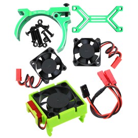 hopsupRC Upgrades for 1/10 Slash/Stampede/Bandit 2WD 4WD,Aluminum 3660 540 550 Motor Cooling Fan with 36-38mm Adjustable Mount&VXL-3s ESC Cooling Fan High Velocity Fan Heatsink Set,Green