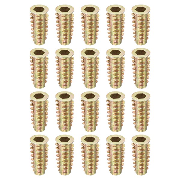 sourcing map 50Pcs Threaded Inserts, M6-1x25 Zinc Alloy Hex-Flanged Nut