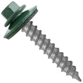 Metal Roofing Screw: (250) 12 x 1-1/2" Ivy Green Hex ReGrip Sheet Metal Roof Screw. Sharp Point Metal to Wood siding Screws. 9/16" EPDM Washer.