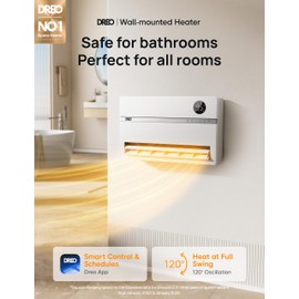 Dreo Wall Heater for Bathroom, Smart Space Heaters with ALCI Plug, 1500W, 120° Vertical Oscillation, Adjustable Thermostat, 24H Timer, Easy Installation Electric Heater for Indoor use, Bedroom, Office