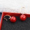 Merdia Charming Earrings Drop Simulated Pearl Hook 12MM Red Earrings