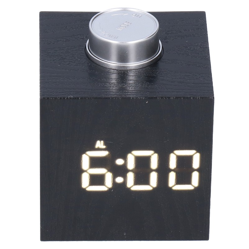 LED Knob Alarm Clock Digital Thermometer Display Imitation Wood Grain