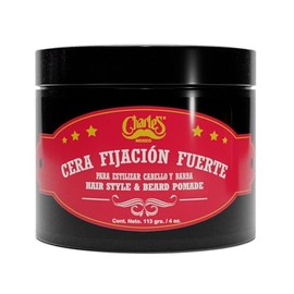 Charle's - Cera Fijación Fuerte 113g - Pomada para cabello - Aroma a vainilla - Con aceite de ricino - Base agua
