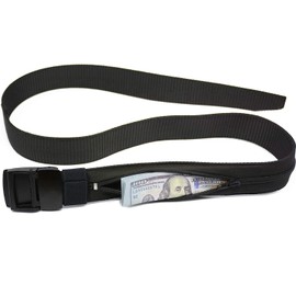 Money Belts for Travel for Men, Nylon Military Tactical Mens with Zinc Alloy Buckle, Security Money Belt with Hidden Money Pocket - Black