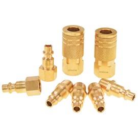 SUNGATOR 8-Piece 1/4" NPT Air Hose Fittings, Solid Brass 1/4'' Air Line Quick Connect Fittings, 1/4 Inch Coupler and Plug Kit, Compressor Accessories, Quick Connect Hose Repair Kit