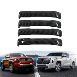 WZXDAUTO Exterior Door Handles Covers for Toyota Tundra 2023 2024 Sequoia 2023 2024 Door Handle Protector for Tacoma 2024 Accessories (1 Keyhole) (Carbon Fiber Printed)