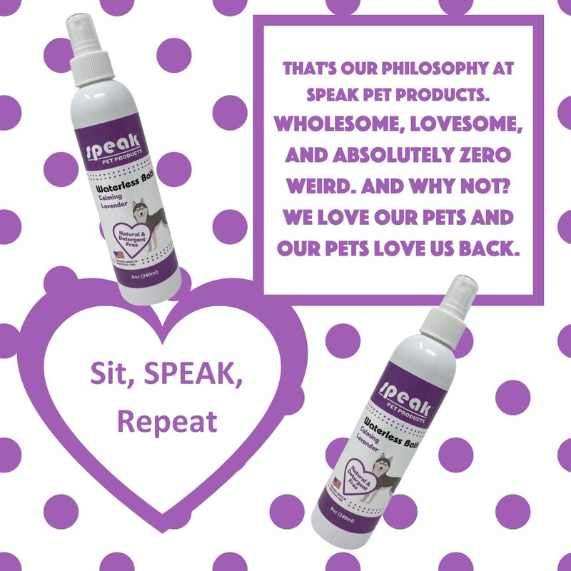 Speak Pet Products Natural Waterless Bath Spray, for Dogs, Calming