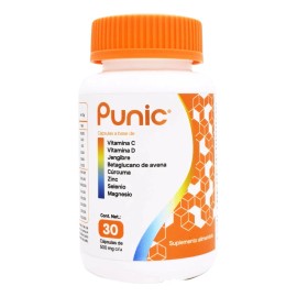 Vitaminas Punic 30 Capsulas Vitaminas E D Minerales Zinc Sabor Sin Sabor