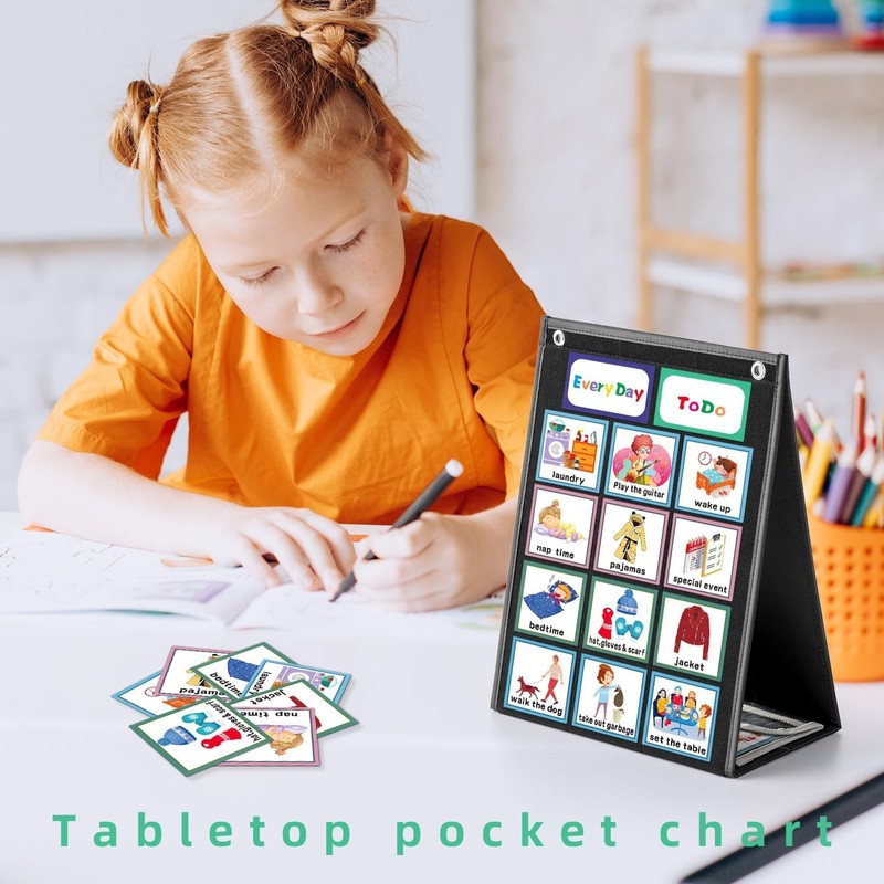ANSTROUT Large Black Visual Schedule Chart for Kids Chore with