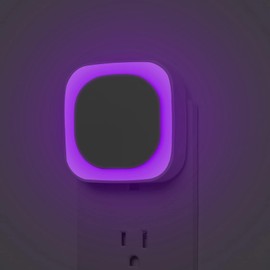 YUNLEX 2 Pack Plug in Dimmable Night Light, Square Nightlight, Auto Dusk to Dawn Sensor, Soft Glow, Diffused Light, Violet Night Light for Bathroom, Hallway, Stairs, Kitchen, Bedroom, Garage