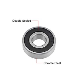 sourcing map 6203-16-2RS Deep Groove Ball Bearings 16mm Inner Dia 40mm OD 12mm Bore Double Sealed Chrome Steel Z2