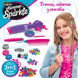 Colorbaby Shimmer 'n Sparkle 47089 Kids Electric Hair Styling Kit with Spiked Comb, Threader with Colourful Beads, Hair Ties, Decorate Your Hair, Ages 8+