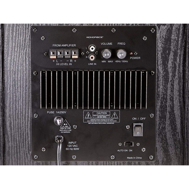 Monoprice 60-Watt Powered Subwoofer - 8 Inch With Auto-On Function,