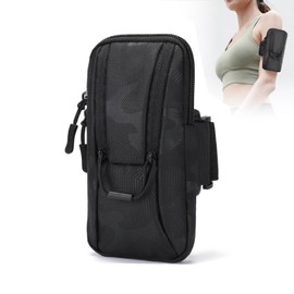 Wangyue Running Pouch, Smartphone, Arm Pouch, Running, Smartphone Armband, For Arms & Wrists, Lightweight, Large Screen Smartphone Compatible, Outdoor Sports, Work, Commuting, Unisex (Black)