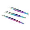 3PCS Eyelash Tweezers Stainless Steel Lash Tweezers Set False Eyelash