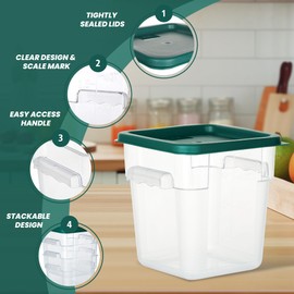 STEELUS 4 Pack 4 Quart Food Storage Containers with Lids, Polycarbonate Square Commercial Food Containers, NSF, Clear