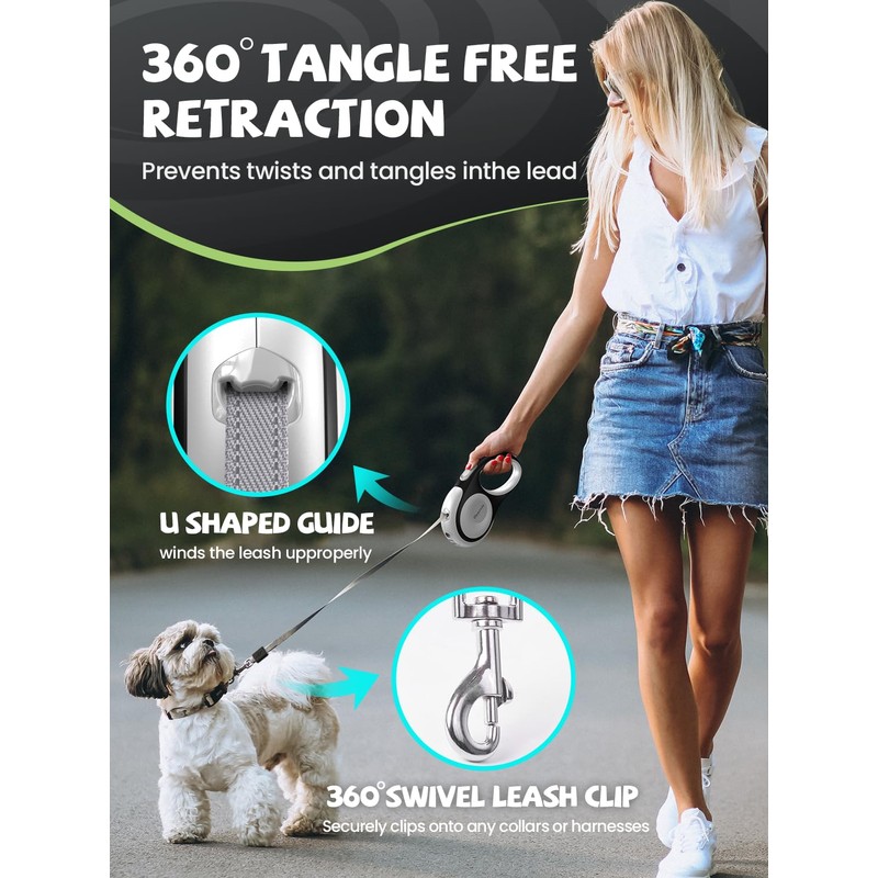 Retractable Dog Leash with LED Flashlight, Douexio Upgrade 3 in