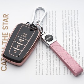 Tautrophen Key Fob Cover with Keychain Fit for Toyota 2020-2022 Highlander Corolla Prius 2018-2024 RAV4 Camry Avalon C-HR GT86 Smart Key