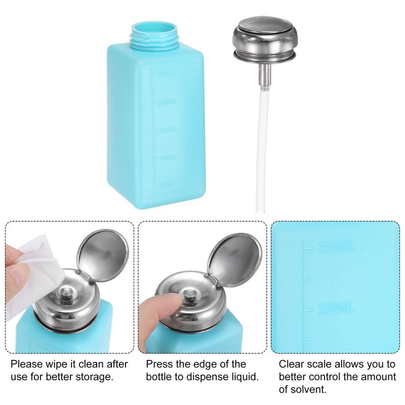 sourcing map 2pcs Solvent Alcohol Dispenser 250ml(8.5oz) Push Down Liquid