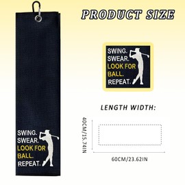 TUONYIS Golf Towel Funny Golf Gifts for Men Golf Accessories With Clip, Funny Black Golf Towel Ball for Uncle, Men, Golfer, Lover, Retirement Christmas Birthday Gifts (Black)
