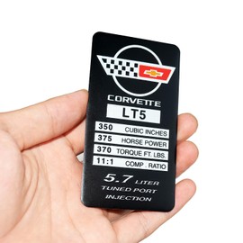 1Pc C4 Corvette 1990 LT5 Engine ID Spec Metal Data Plate Emblem 3D Badge Nameplate 375 HP, 370 TQ Engine ID Replacement for Corvette