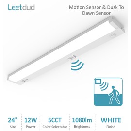 Under Cabinet Lighting, Motion Sensor with Dimmer Hardwired, 24 Inch 12W Dimmable, 5 Color 2700K/3000K/3500K/4000K/5000K, Linkable, Eyes Care Design Under Cabinet Lights for Kitchen, Sink, Counter