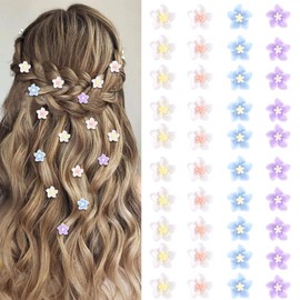 YISSION 40Pcs Mini Colorful Flower Hair Clips for Girls Women Cute Hair Pins Small Hair Clips Lily Flower Clips for Hair Wedding Hair Barrettes Bridal Hair Accessories for Girls Women