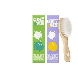 Gooshy & Goose Super Soft Baby Brushes with Natural Wooden Handles, Purple and Baby Green, Pack of 2