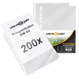 versando Economy A4 Document Wallets with Book Edge Transparent Grained Transparent 45 µm (Pack of 200)