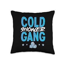 Cold Shower Gang Ice Bath Trend Cold Hydrotherapy Funny Throw Pillow