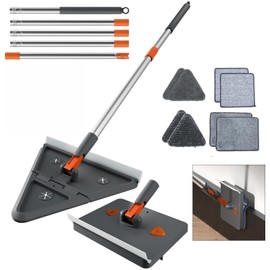 Baseboard Cleaner Tool with Handle, 29" to 85" Wall Cleaner Mop with Extension Pole 8 Replacement Pads 360 Rotatable Wall Mop Ceiling Cleaning Tools for Cleaning Floor Window Cabinet Bathroom ﻿