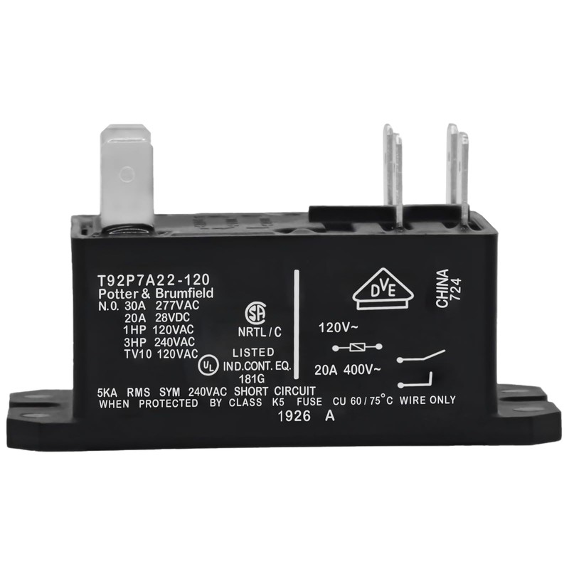 2Pcs T92P7A22-120 Power Relay, DPST-NO (2 Form A) - 120VAC,