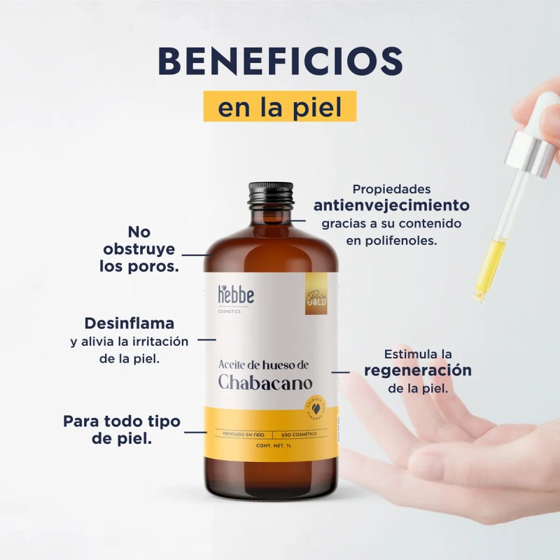 Aceite Puro de Hueso de Chabacano Albaricoque Hebbe Cosmetics 1L