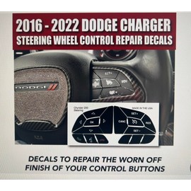 Decal USA Brand USA Made FITS/Compatible with 2016-2022 Dodge Charger and 2014-2017 Chrysler 200 Steering Wheel Control Side Button Decal Repair Kit. Fix Your Buttons Now.