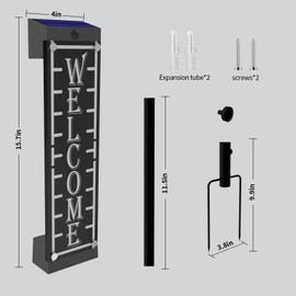 IVWVI Illuminated Solar Welcome Sign for Front Door, Waterproof RGBW Color Changing, Lighted Pronch Welcome Plaque Solar Powered with Stakes for Yard Home Party Outside Decor