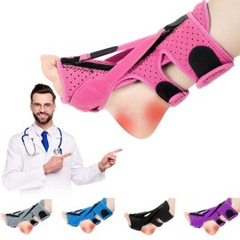 DERJLY Plantar Fasciitis Night Splint, 2022 Improved 3 Adjustable Straps, Plantar Fasciitis Relief Splint, Night Splints, Plantar Fasciitis Bandage with Soft Memory Foam Pad (Pink)