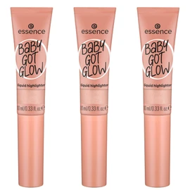 essence Baby GOT Glow Liquid Highlighter, No. 10, Gold, Defining, Express Result, Easy to Remove, Glossy, Vegan, Oil-Free, Paraben-Free, No Microplastic Particles, Pack of 3 (3 x 10 ml)