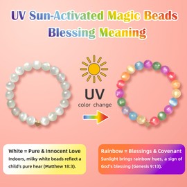 Gloraine First Day of Kindergarten Mommy & Me UV Beaded Bracelets for Girls