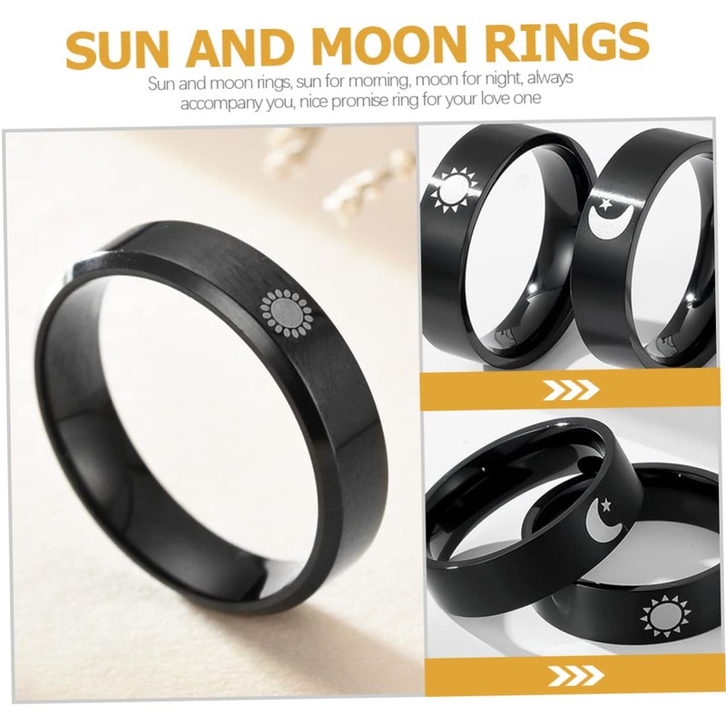 FOMIYES 3 Pairs Moon and Sun Promise Rings for Him