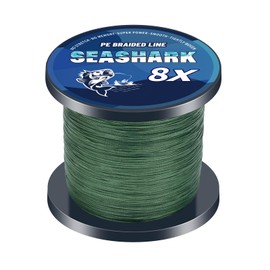 Seashark Braided Fishing Line Color Never Fade 8 Strands Super Strong PE Fishing Line Abrasion Resistant Fishing Wire Tensile 6lb to 80lb (Dark Army Green, 30lb 0.26mm-100m/109Yards)