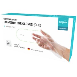 EUROPAPA® 100, 200, 300, 450 Value Pack CPE Transparent Disposable Gloves in Box Latex Free Rubber Gloves Powder-Free Gloves in Sizes S, M, L, XL (200, XL)